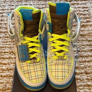 Nike AF1, Plaid High Tops with Neon Accents